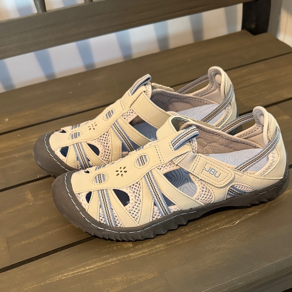 JBU Kids Cream and Gray Water Shoes